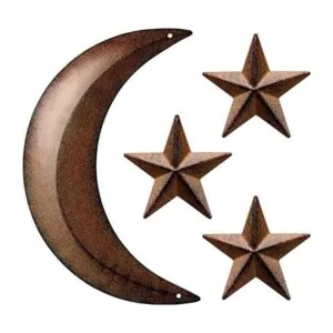 Decoración de pared de metal con luna y estrellas de_1