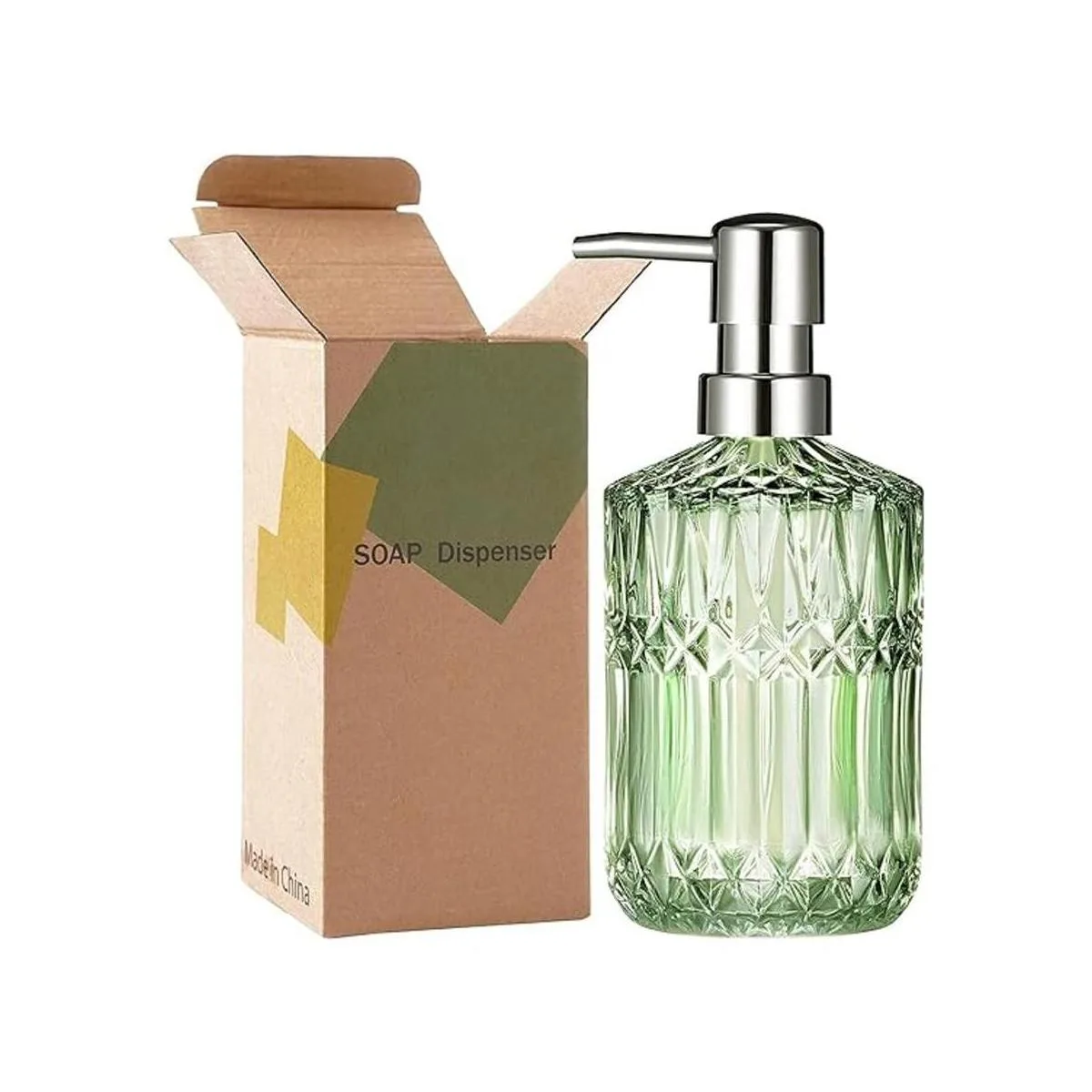 TISUZXCV Diamond Design Dispensador de jabón de vidrio_5