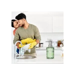 TISUZXCV Diamond Design Dispensador de jabón de vidrio_3