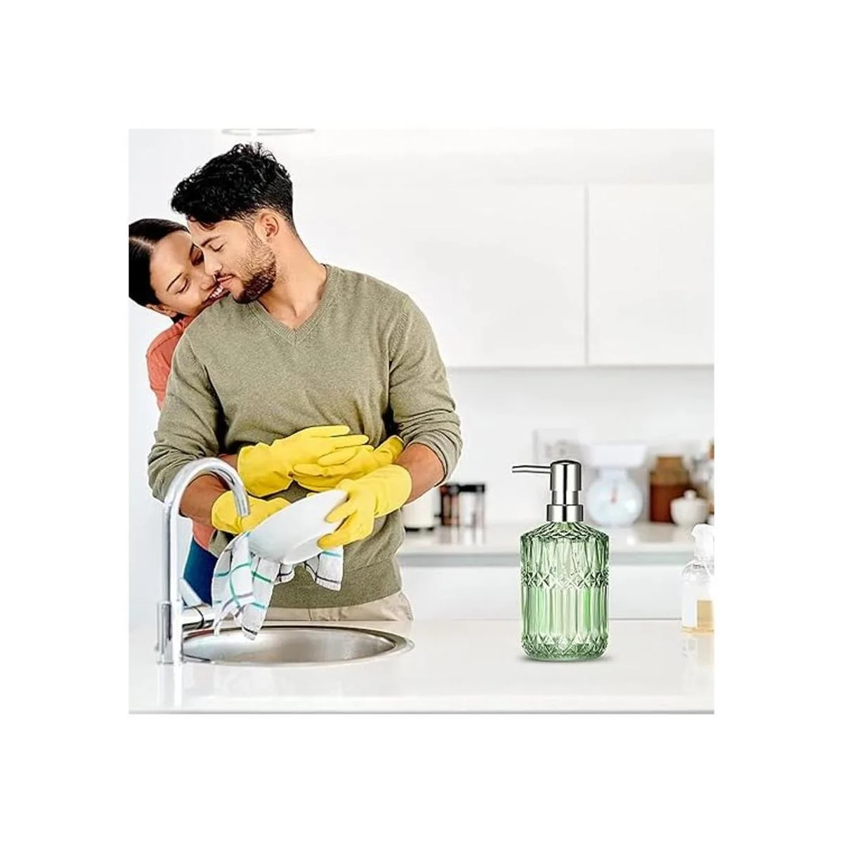 TISUZXCV Diamond Design Dispensador de jabón de vidrio_3