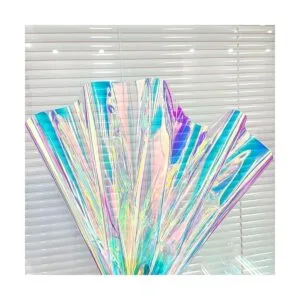 12x53 Inch Iridescent Blue PVC Vinyl Holographic Clear_5