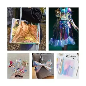 12x53 Inch Iridescent Blue PVC Vinyl Holographic Clear_6