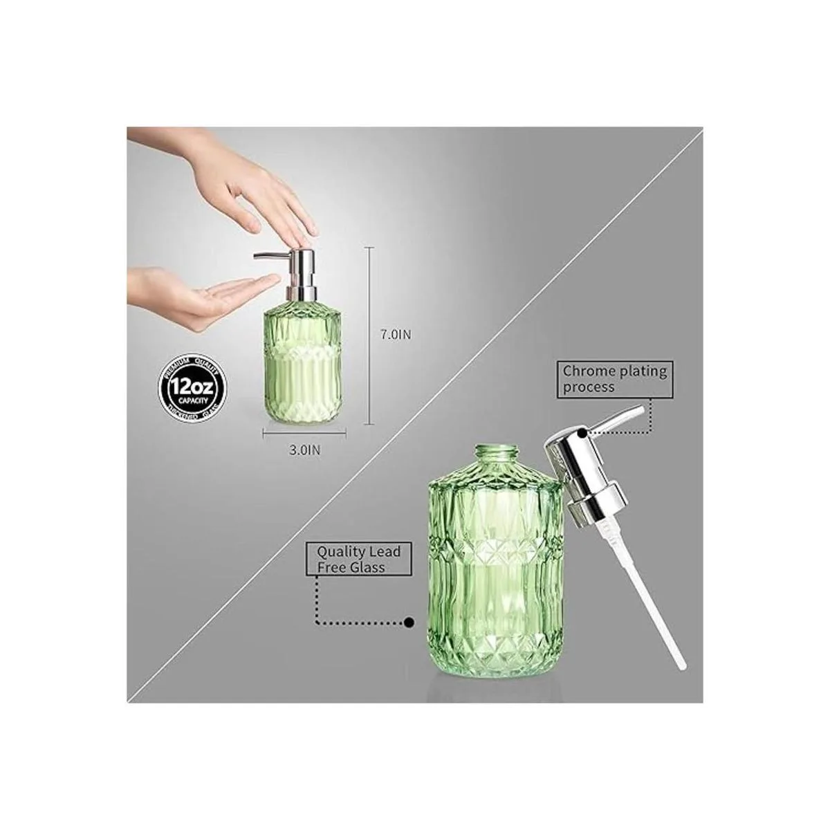 TISUZXCV Diamond Design Dispensador de jabón de vidrio_2