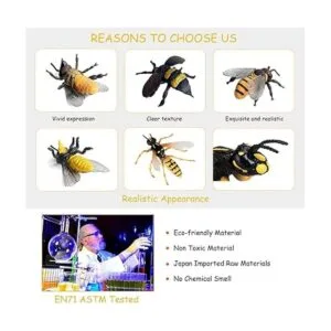 FLORMOON 4 figuras de abeja de abeja de abeja de juguete_3