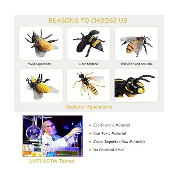 FLORMOON 4 figuras de abeja de abeja de abeja de juguete_3