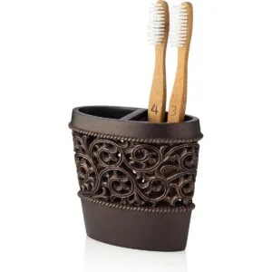 Essentra Home Soporte de bronce para cepillos de dientes_1
