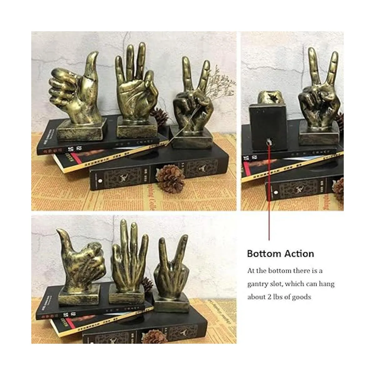 Lependor Plata Polyresin Mano Gesto Escritorio Estatuas_3