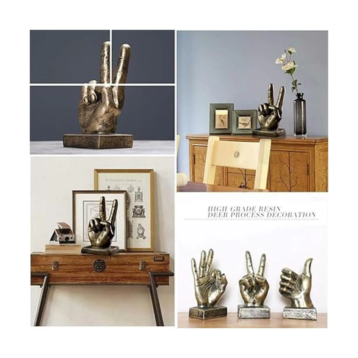 Lependor Plata Polyresin Mano Gesto Escritorio Estatuas_5