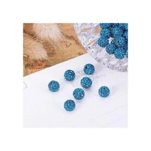 Pandahall 100 piezas de 0.394 in de circón azul Shamballa_3