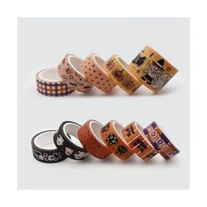 Juego de cinta Washi linda para Halloween color negro y_3