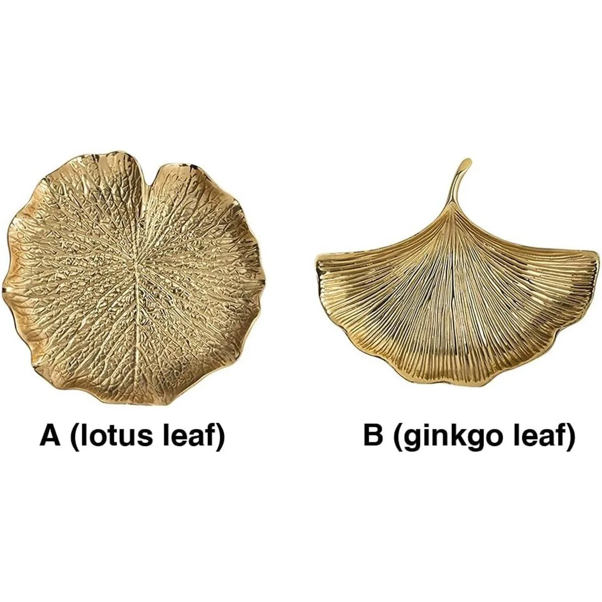 Bandeja de hojas doradas de cerámica decorativa dorada_5