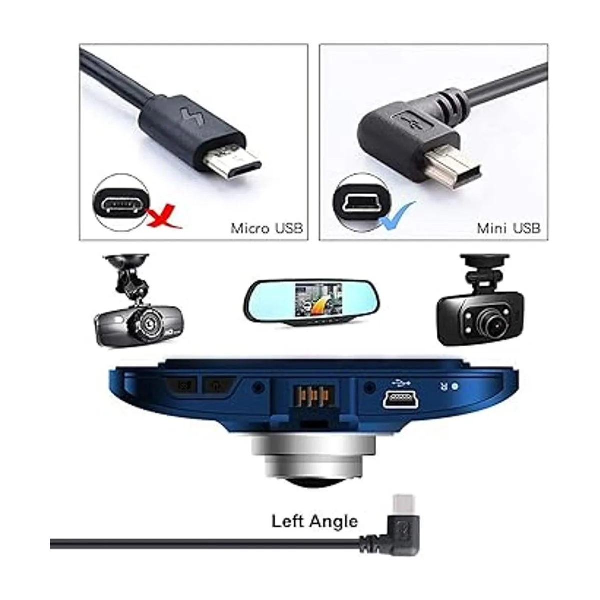 Mini cable USB para cámara de tablero Arifazy Q3 11.5 pies_2