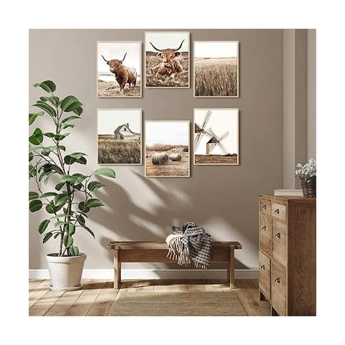 Arte de pared de vaca de las tierras altas decoración de_5