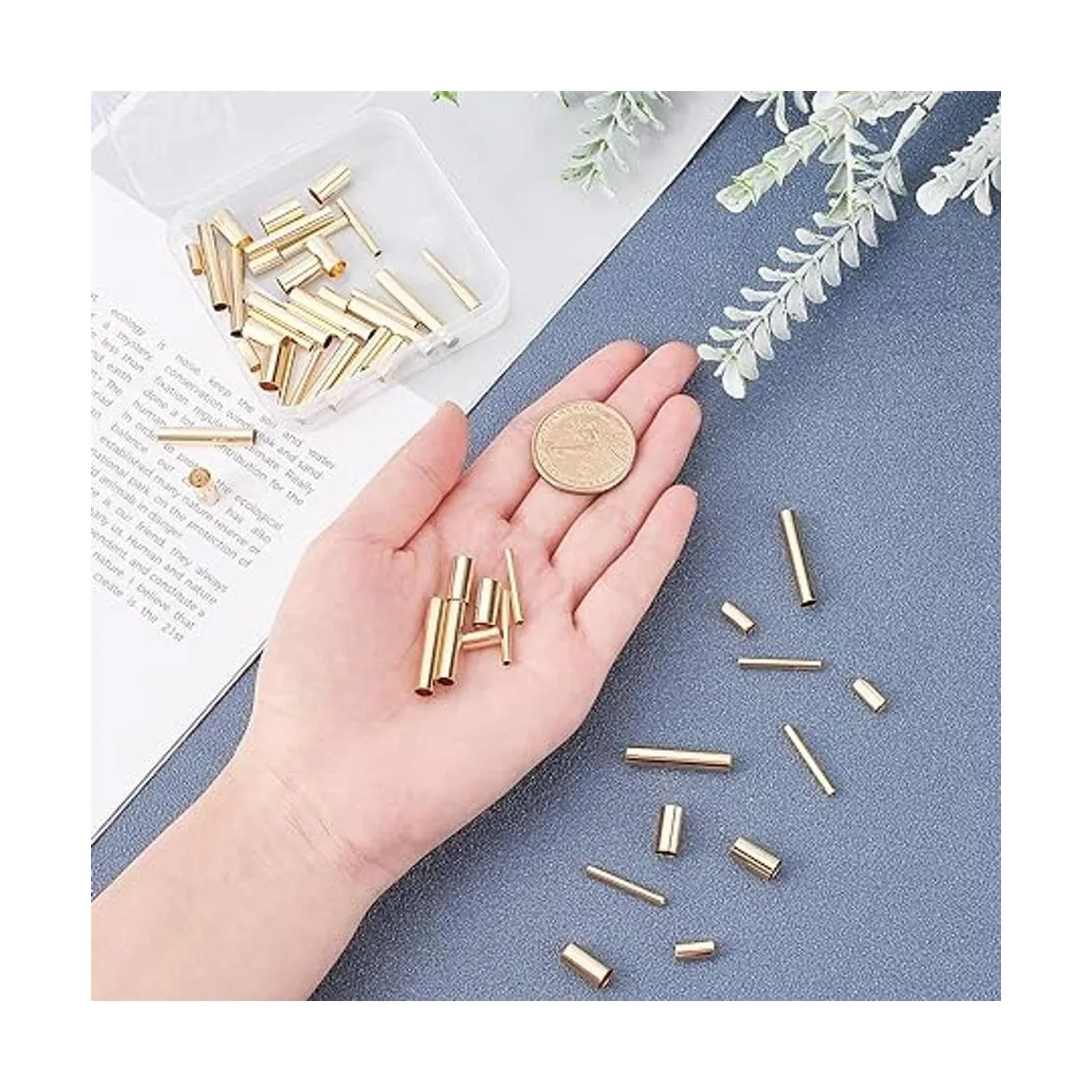 PH PandaHall 60 cuentas de tubo de latón 4 tamaños de 9 a_7