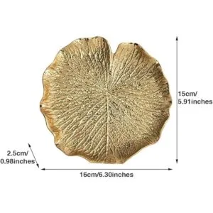 Bandeja de hojas doradas de cerámica decorativa dorada_6