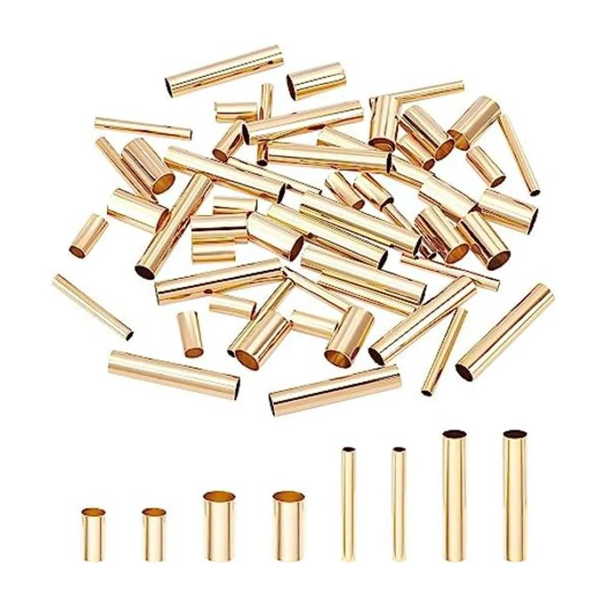 PH PandaHall 60 cuentas de tubo de latón 4 tamaños de 9 a_1