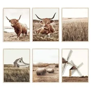 Arte de pared de vaca de las tierras altas decoración de_1