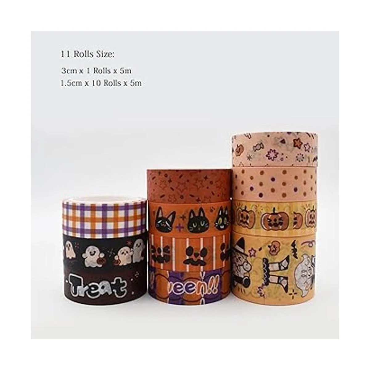 Juego de cinta Washi linda para Halloween color negro y_5