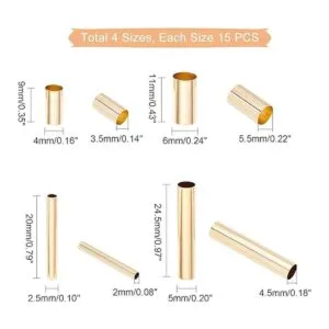PH PandaHall 60 cuentas de tubo de latón 4 tamaños de 9 a_6