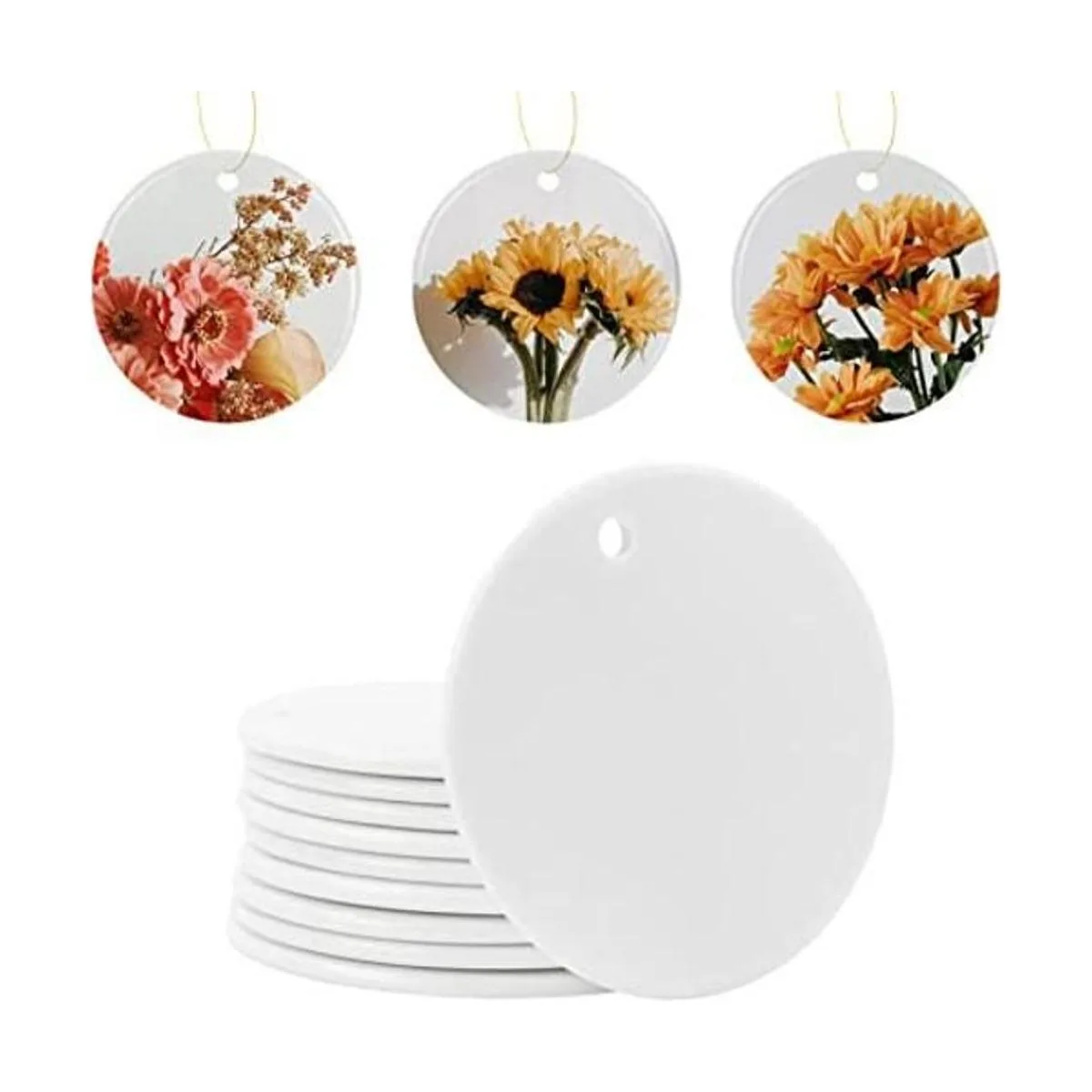 MAIKESUB 10 adornos redondos de cerámica en blanco por_1