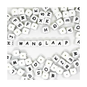 WangLaap 104 cuentas cuadradas de silicona con letras del_3