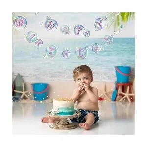 Bandera transparente de sirena de feliz cumpleaños debajo_6