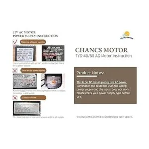 CHANCS TYC40 Motor Síncrono 12V AC 5RPM eje 1.3 pulgadas_3