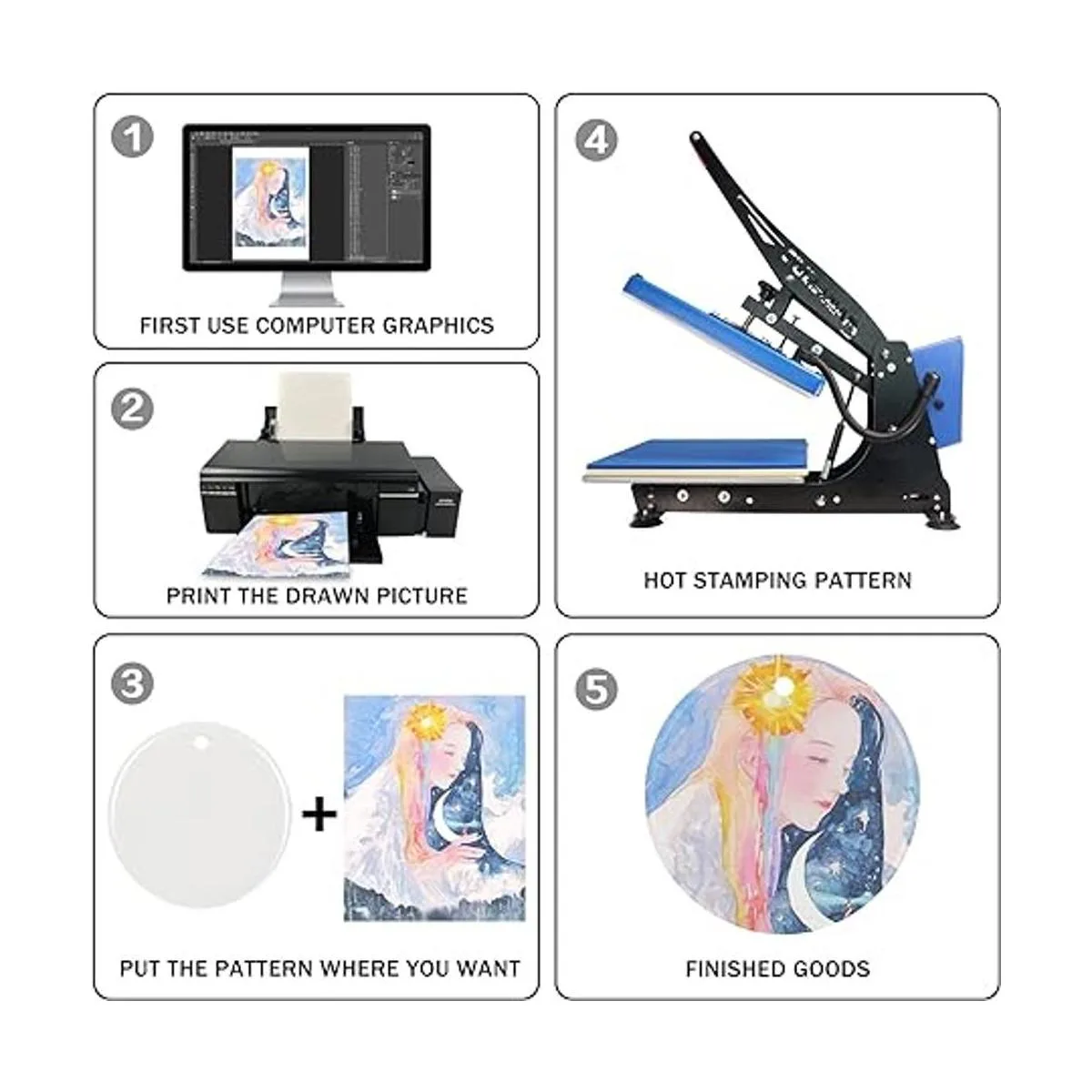 MAIKESUB 10 adornos redondos de cerámica en blanco por_5