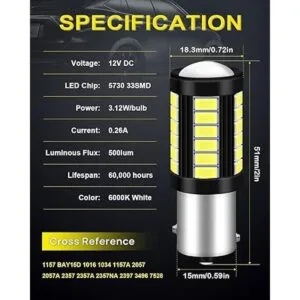 Qoope Bombilla LED blanca 1157 2357 2057 7528 BAY15D de_2