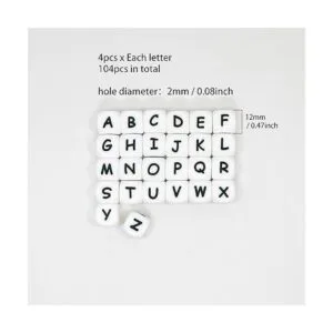 WangLaap 104 cuentas cuadradas de silicona con letras del_2