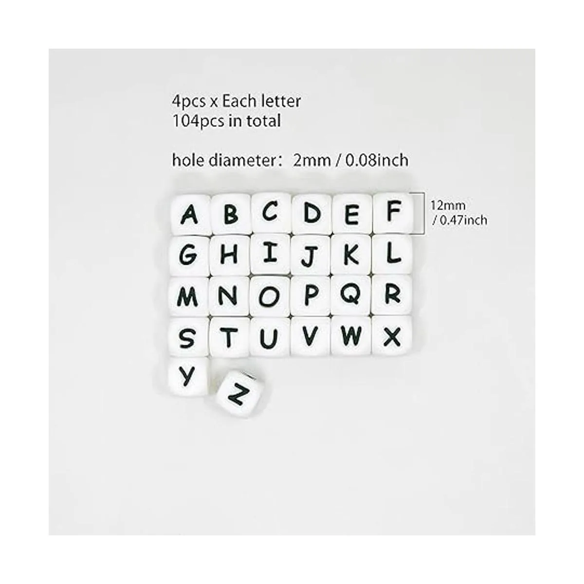 WangLaap 104 cuentas cuadradas de silicona con letras del_2