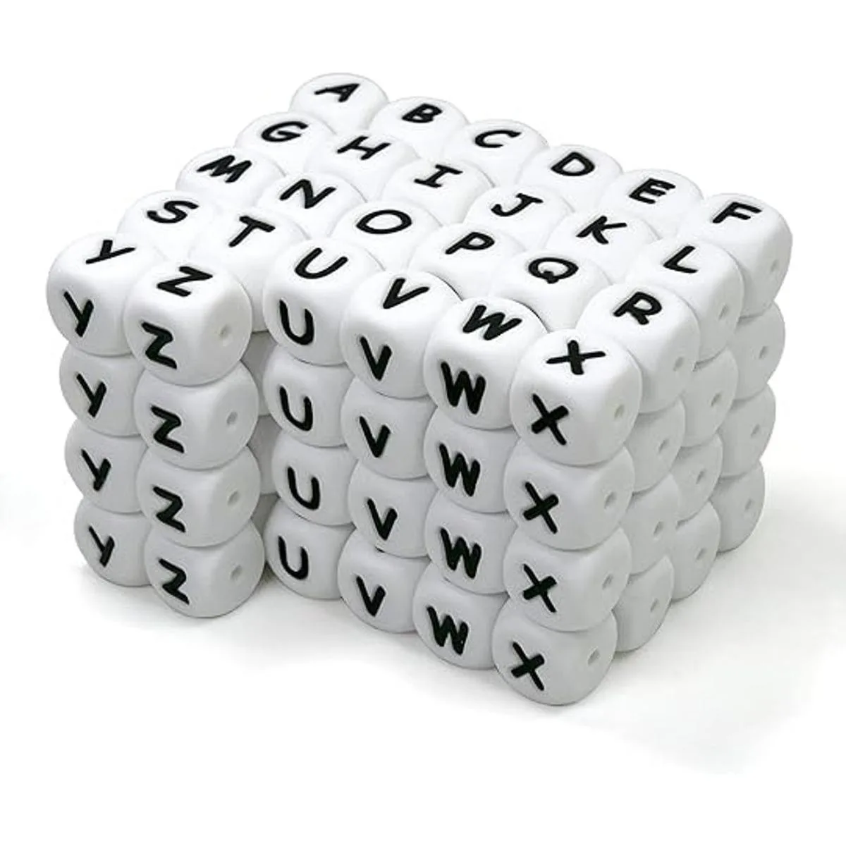 WangLaap 104 cuentas cuadradas de silicona con letras del_1