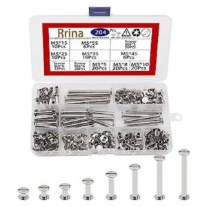 Rrina Juego de 204 tornillos de encuadernación M5 Chicago_1
