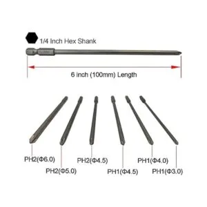 YDLQWCZ Juego de puntas de destornillador Phillips largos_4