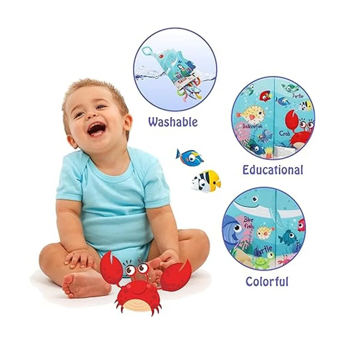 Libros de peces para bebés libros de tela suave arrugada_5