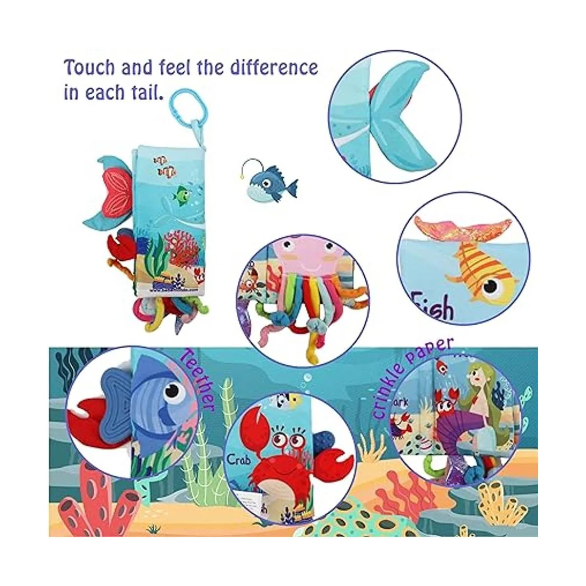 Libros de peces para bebés libros de tela suave arrugada_4