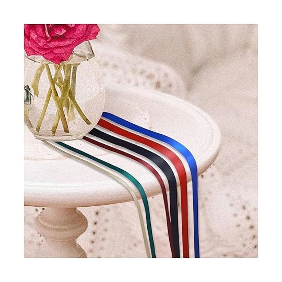 Aqua Blue 2 X 50 Yards Solid Color Satin Ribbon Double_3