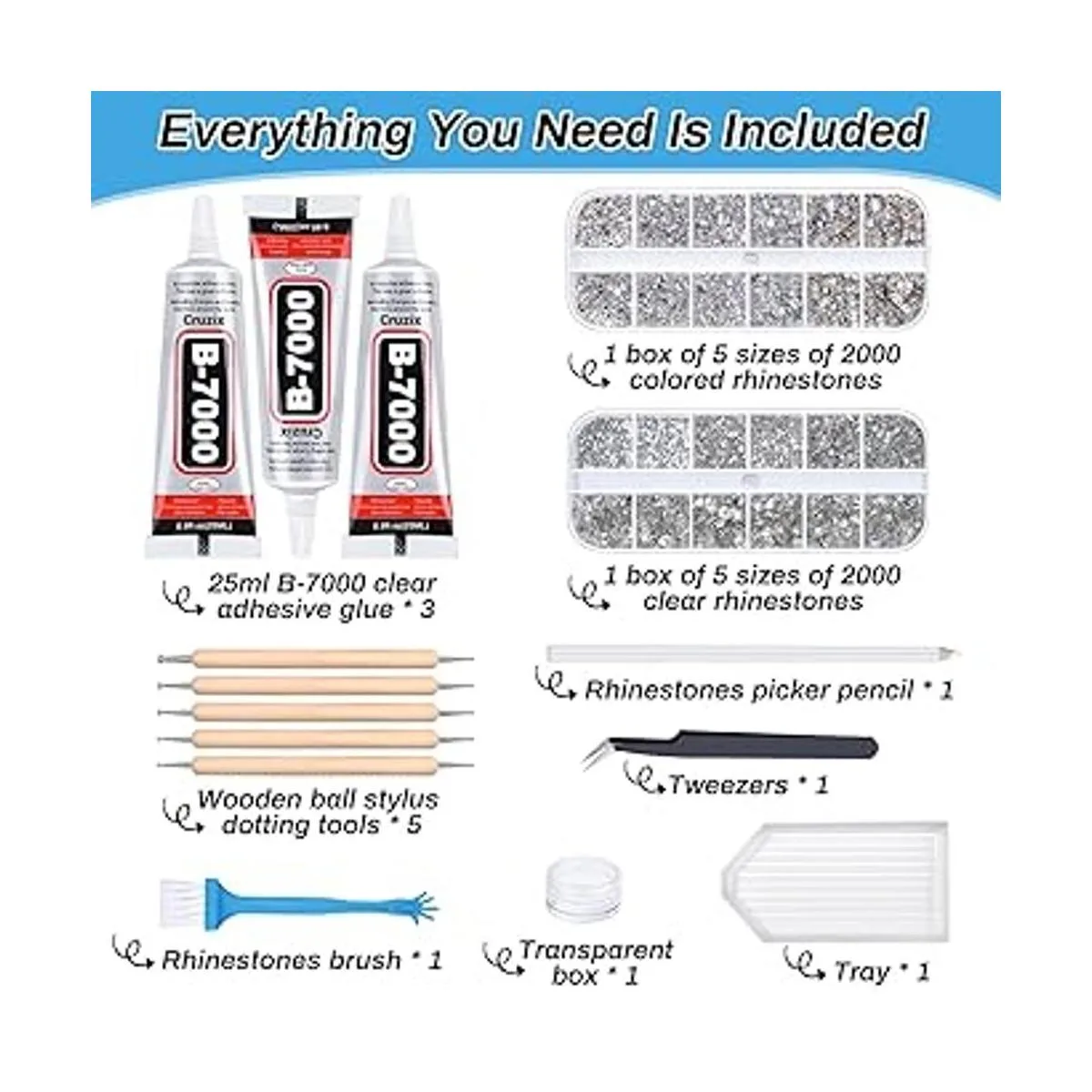 B7000 Kit de pegamento transparente con diamantes de_3