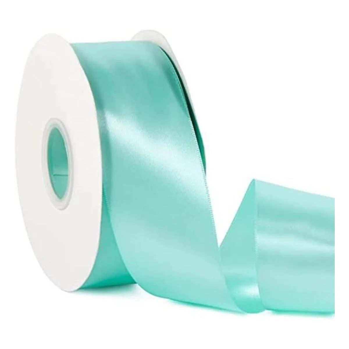 Aqua Blue 2 X 50 Yards Solid Color Satin Ribbon Double_1
