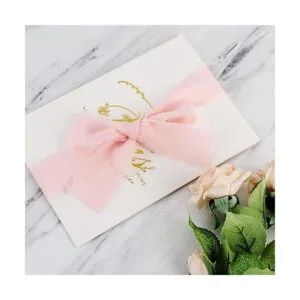 SHUNSTONE Cinta de gasa rosa mixta con flecos cinta de_4