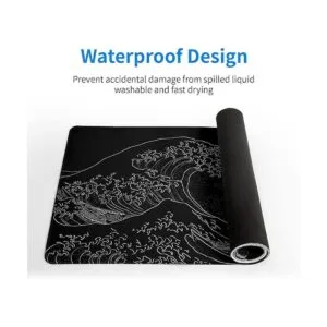 Alfombrilla de mouse grande japonesa con ondas marinas_5