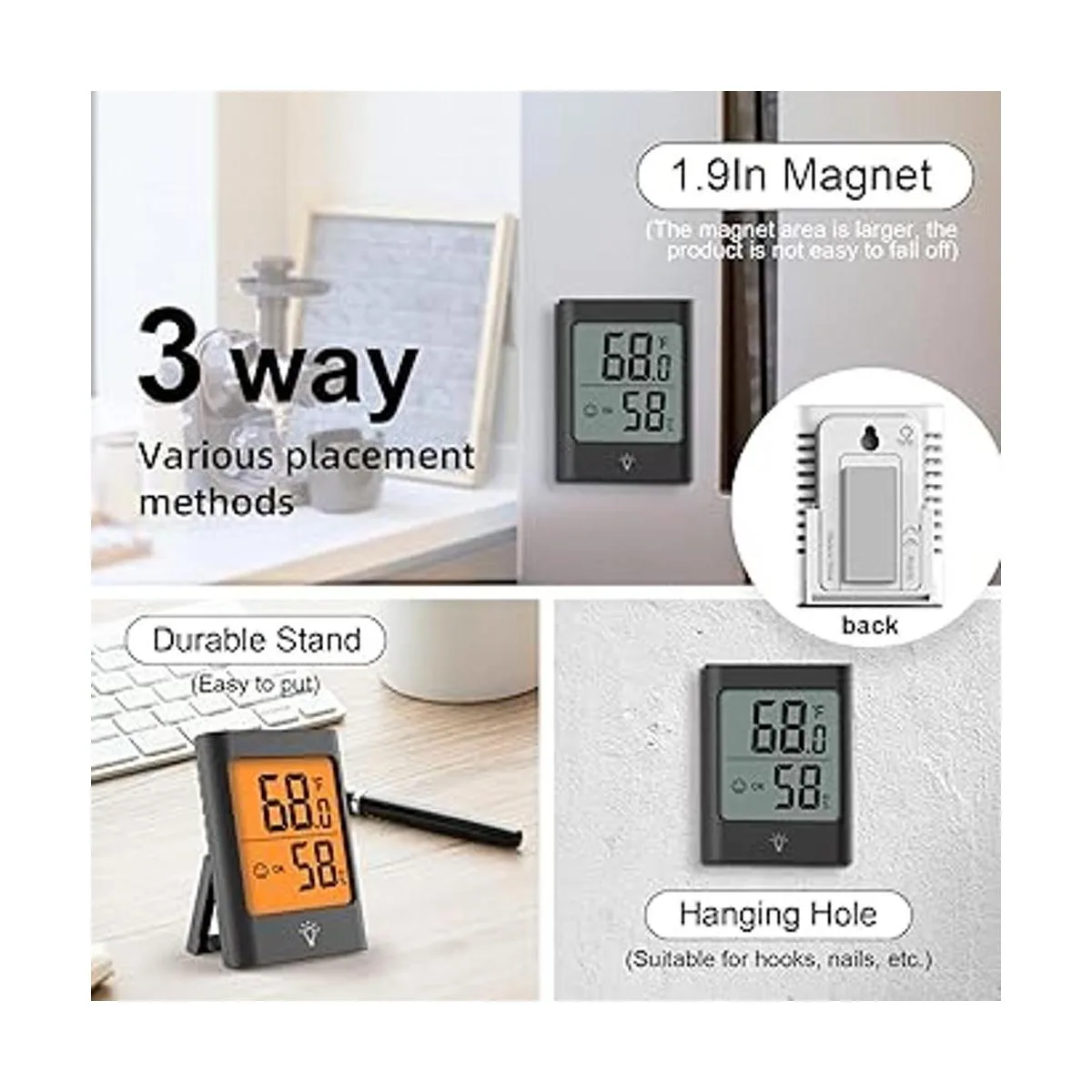 KJCOOSWI Indoor Thermometer for Home 2pack Hygrometer_3