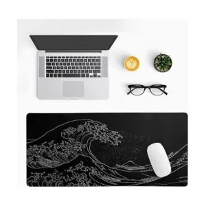 Alfombrilla de mouse grande japonesa con ondas marinas_2