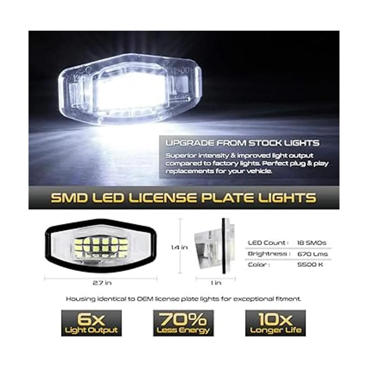 VIPMOTOZ Luz LED completa para placa de matrícula Honda_2