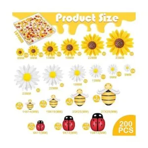 200 piezas de mini cuentas de resina de girasol y abejas_2