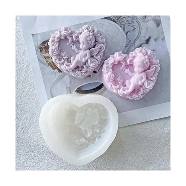 Molde de silicona con forma de corazón de ángel para el_4