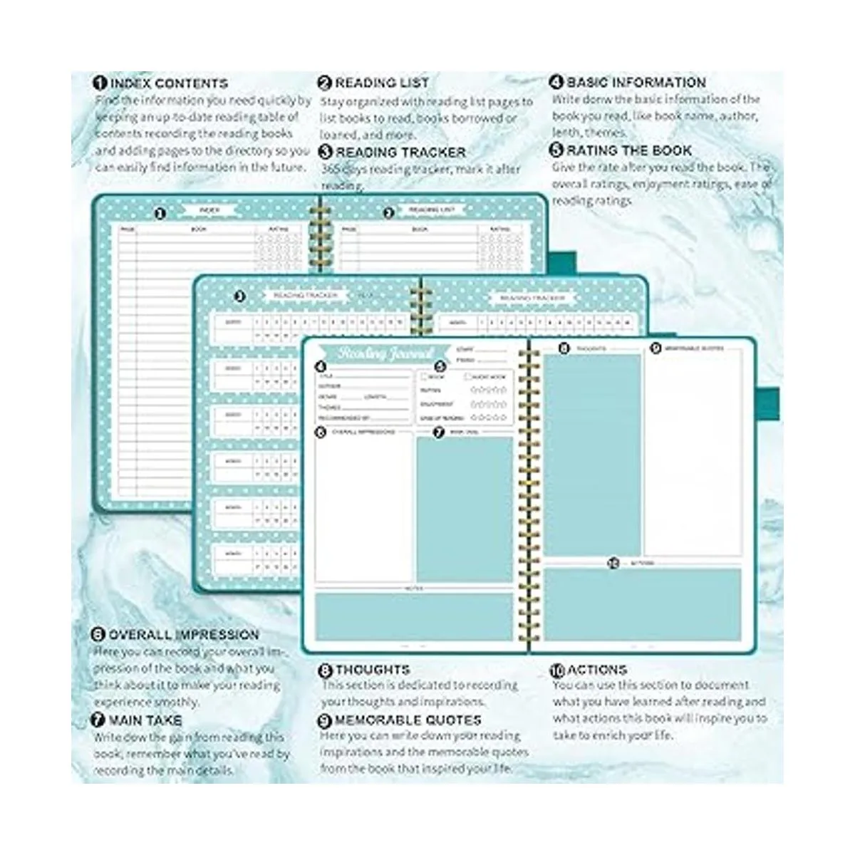 Agenda de diario de lectura cuaderno de cuero de tapa_3