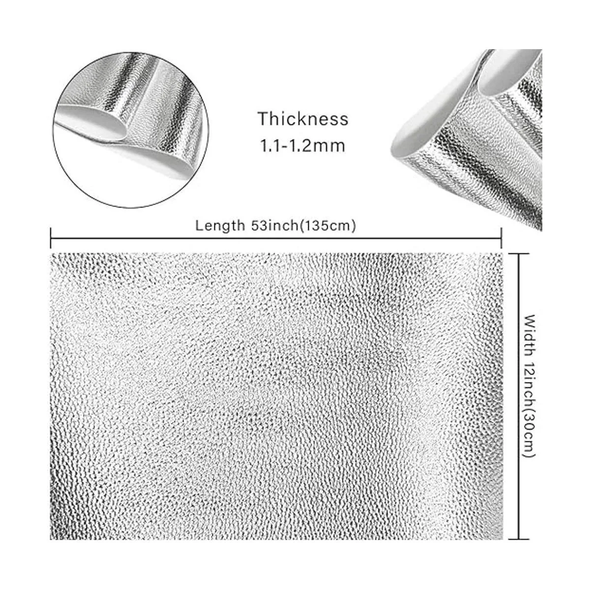 HYANG Hojas de cuero sintético plateado en relieve de_4
