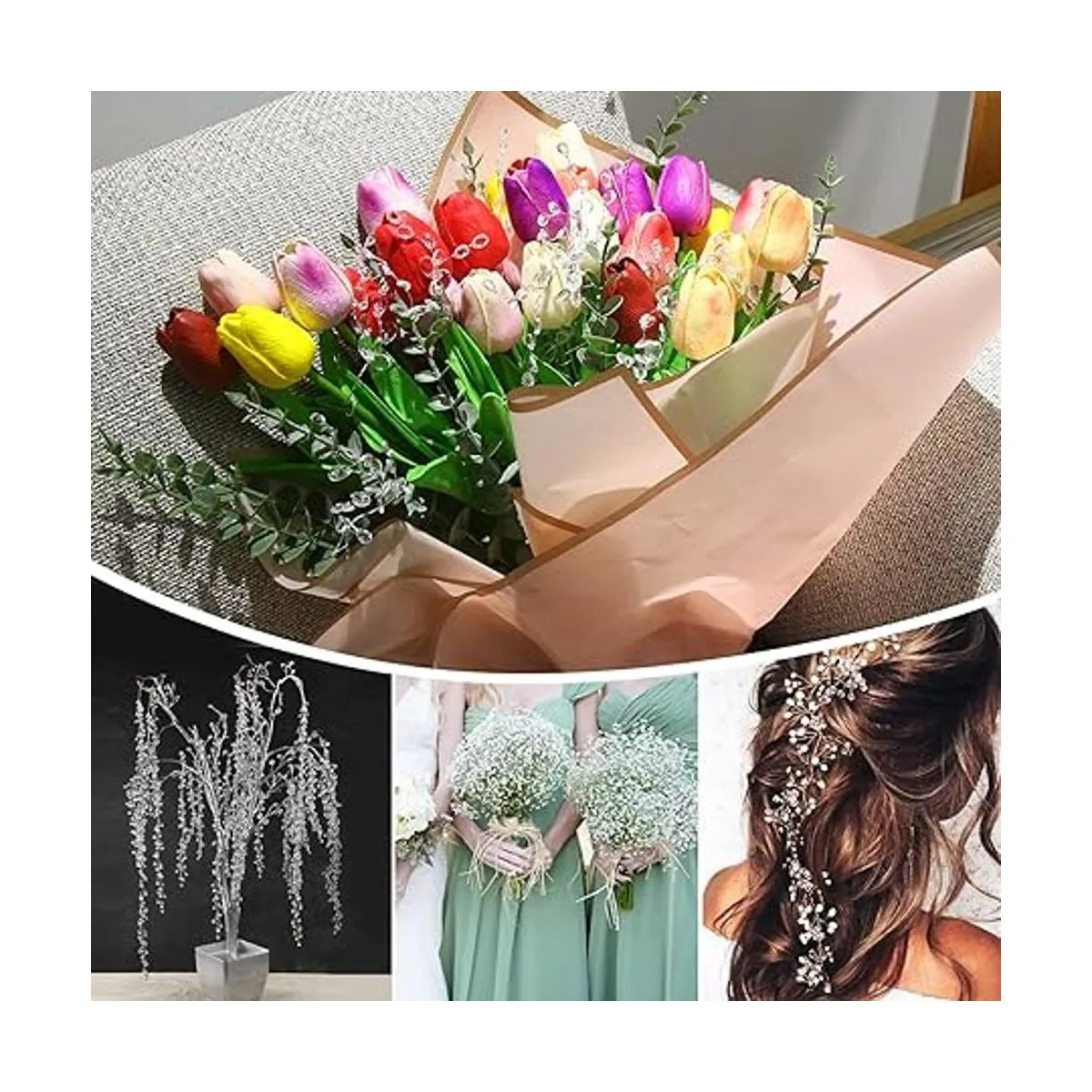 FOIMAS 50 tallos de gota de cuentas acrílicas ramo de_6