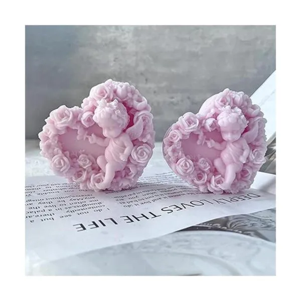 Molde de silicona con forma de corazón de ángel para el_5